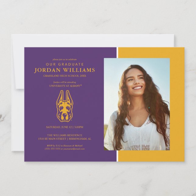 Anúncio Cabeça do Mascote Great Dane da Universidade de Al (Frente)