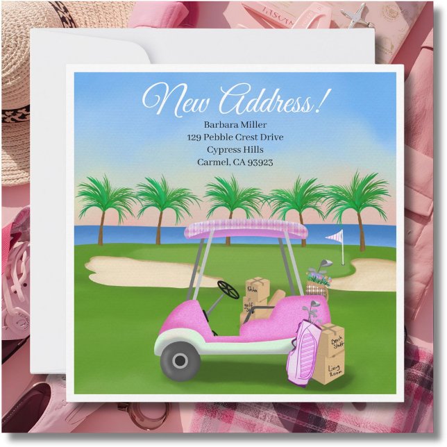 Anúncio Caixas de mudança de carrinho de golfe cor-de-rosa (Criador carregado)