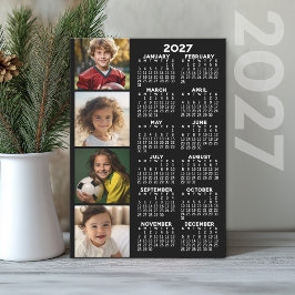 Anúncio Calendário de 2027 com 4 Colagem de Fotos no Cartã
