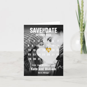Anúncio Calendário de Fotos Moderno Coração Dourado Salvar