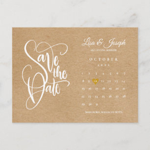 Anúncio Calendário de Script Save the Date Cartão Postal C