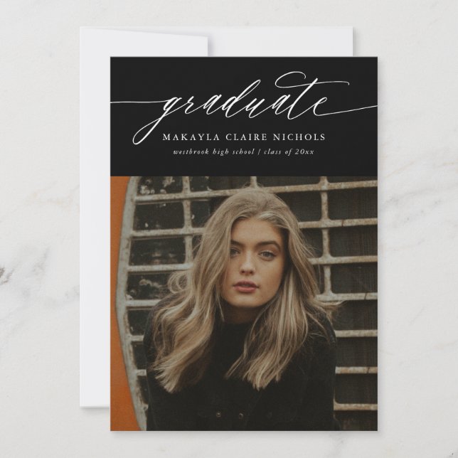 Anúncio Caligrafia Moderna Dois Graduação de Foto em Preto (Frente)