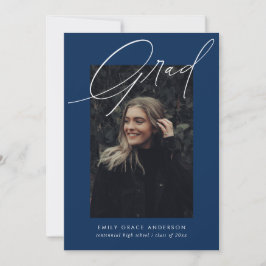 Anúncio Caligrafia Simples Três Graduação Azul De Foto