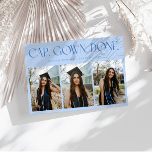 Anúncio Cap. Gown. Feito. Multi Foto Azul Gelo Formatura