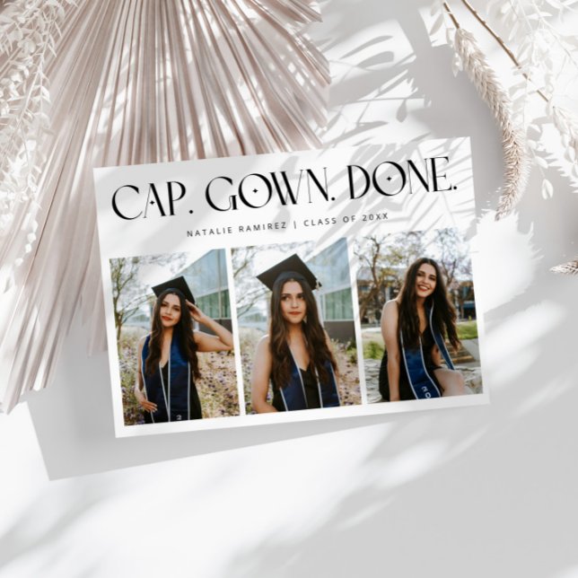 Anúncio Cap. Gown. Feito. Multi Foto Branco Graduação (Criador carregado)