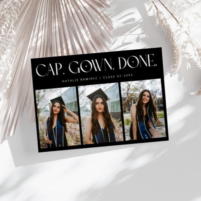 Anúncio Cap. Gown. Feito. Multi Foto Formatura Preta (Criador carregado)