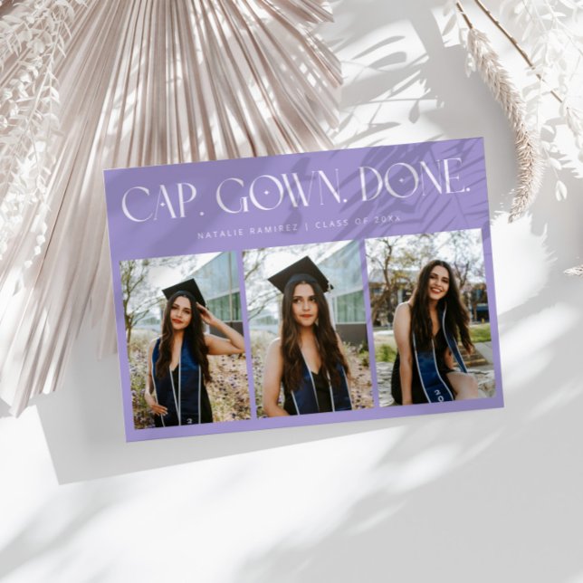 Anúncio Cap. Gown. Feito. Multi Foto Lilás Graduação (Criador carregado)