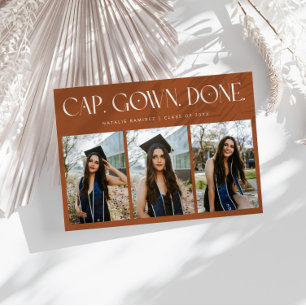 Anúncio Cap. Gown. Feito. Multi Foto Terracota Formatura