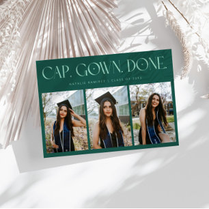 Anúncio Cap. Gown. Feito. Multi Foto Verde Graduação
