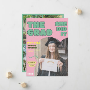 Anúncio Capa de Revista de Foto de Graduado Retro Divertid