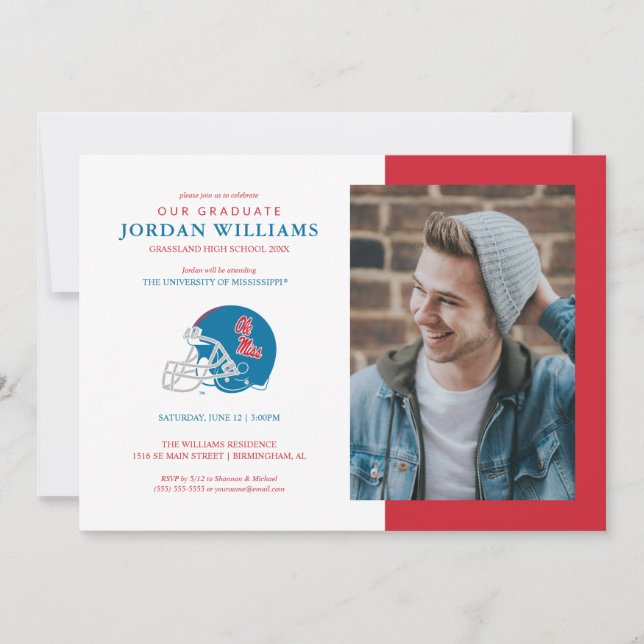 Anúncio Capacete de Futebol Ole Miss | Azul Claro (Frente)