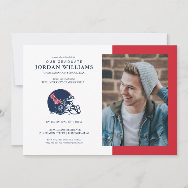 Anúncio Capacete de Futebol Ole Miss | Azul Escuro (Frente)