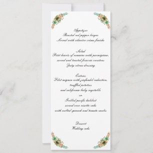 Anúncio Cardápio de Casamento Floral em Aquarela Amarelo e