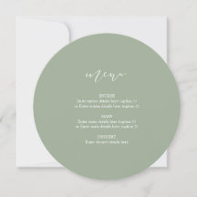 Cardápio de Prato de Casamento em Círculo Caligraf