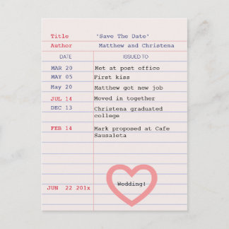 Anúncio Cartão de Biblioteca Salve a Data Cartão Postal