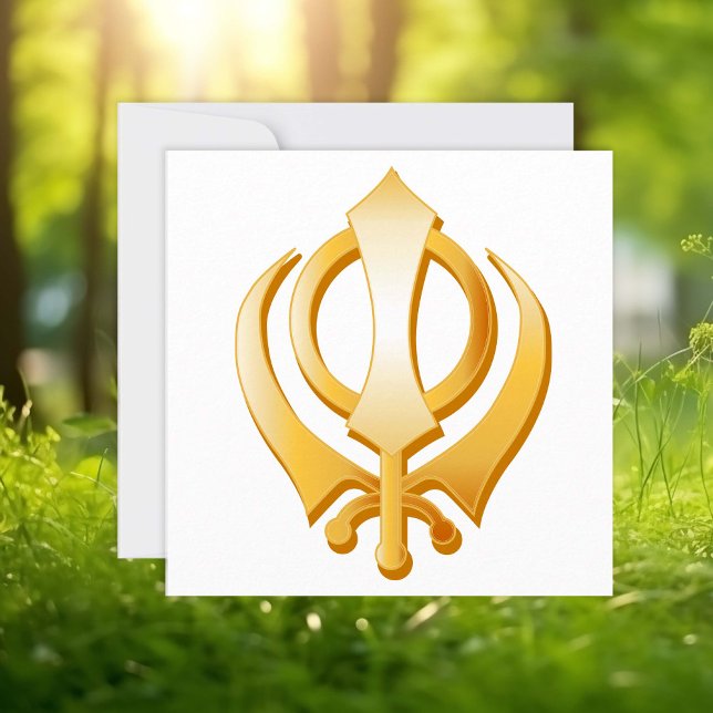Anúncio/Cartão de Convite Sikh (Gold Khanda, symbol of the Sikh religion.  Customize announcement or invitation with your text .)