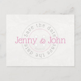 Anúncio Cartão postal com botão de costura rosa e branco p