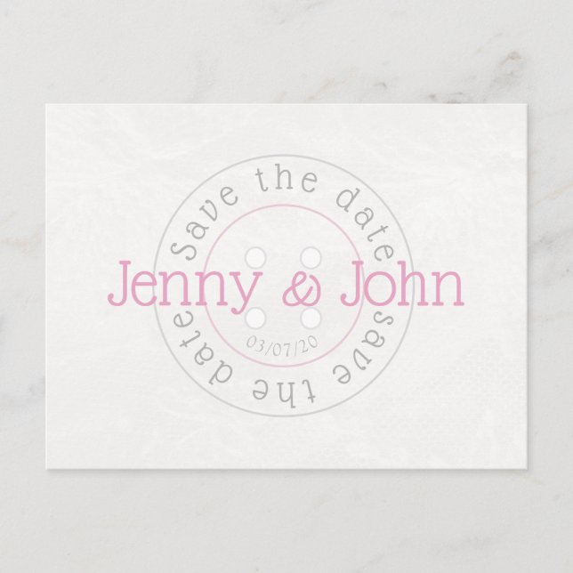 Anúncio Cartão postal com botão de costura rosa e branco p (Frente)