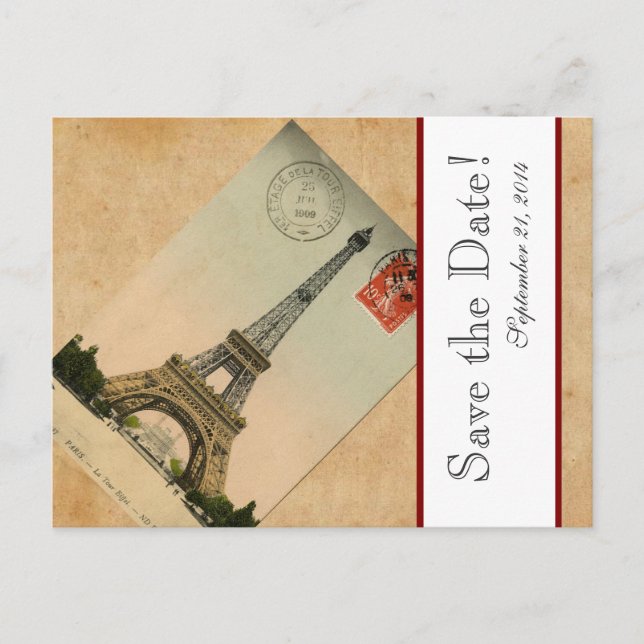 Anúncio Cartão postal da Torre Eiffel de Paris antigo para (Frente)