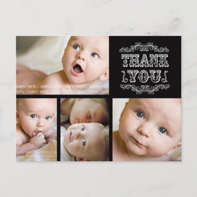 Anúncio Cartão Postal de Agradecimento de Bebê em Foto Pre (Frente)