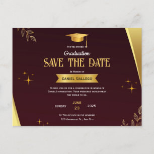 Anúncio Cartão Postal de Aniversário de Graduação Dourado