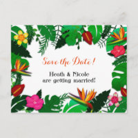 Cartão Postal de Aviso com Folhas de Jardim Tropic