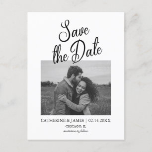 Anúncio Cartão postal de aviso de data de casamento com fo
