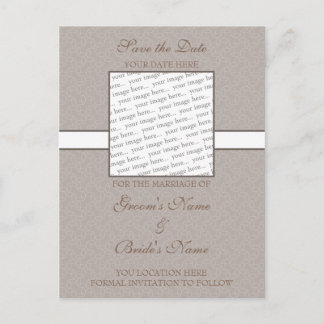 Anúncio Cartão postal de aviso de data de casamento em ton