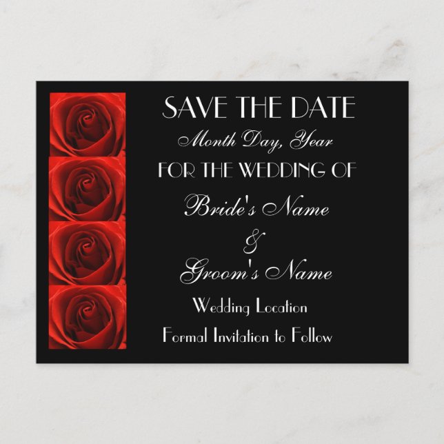Anúncio Cartão postal de casamento clássico do Rosa vermel (Frente)
