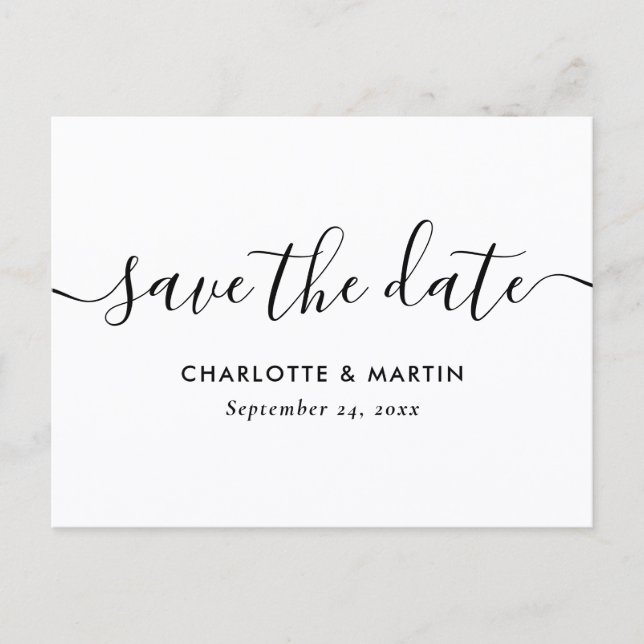 Anúncio Cartão postal de casamento com data de save the da (Frente)