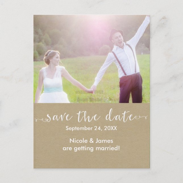 Anúncio Cartão Postal de Casamento com Foto Rústica SAVE T (Frente)