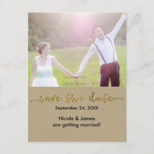 Anúncio Cartão postal de casamento com foto rústica SAVE T