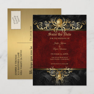 Anúncio Cartão postal de casamento de Halloween elegante p
