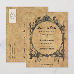 Anúncio Cartão postal de casamento de halloween elegante p