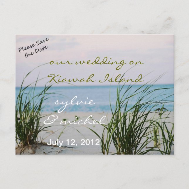 Anúncio Cartão postal de Casamento de Praia de Windswept (Frente)