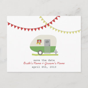 Anúncio Cartão postal de casamento de salva o dia do reboq