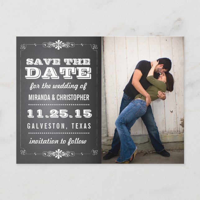 Anúncio Cartão postal de casamento de Save the Date com lo (Frente)