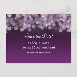 Anúncio Cartão postal de casamento de Save the Date Luzes 