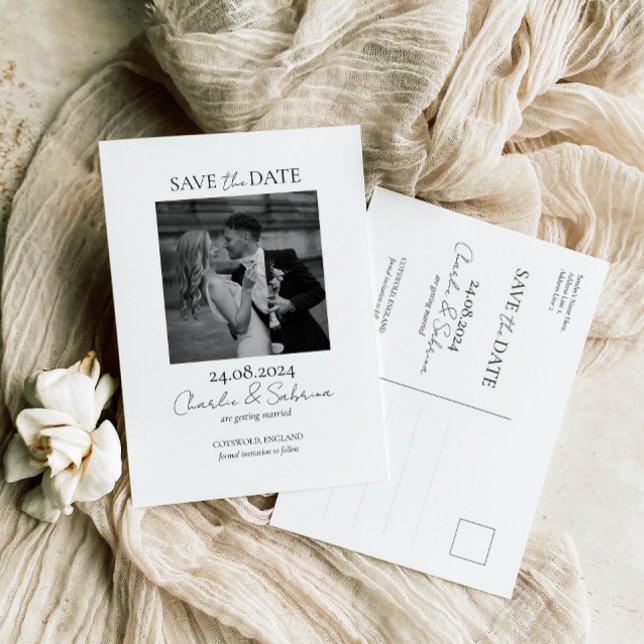 Anúncio Cartão postal de casamento do script de data para  (Criador carregado)