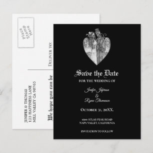 Anúncio Cartão postal de casamento elegante de halloween p