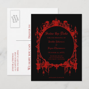Anúncio Cartão postal de casamento elegante de halloween p