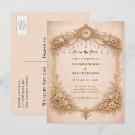 Anúncio Cartão postal de casamento em marfim gótico para s