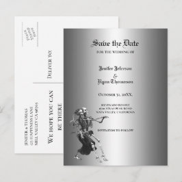 Anúncio Cartão postal de casamento gótico de halloween par