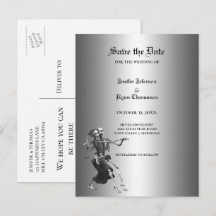 Anúncio Cartão postal de casamento gótico de halloween par