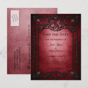 Anúncio Cartão postal de casamento gótico de Halloween par