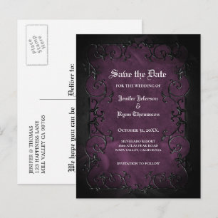 Anúncio Cartão postal de casamento gótico de halloween par