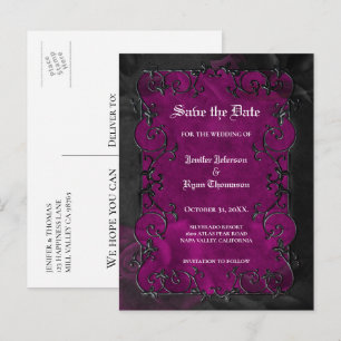 Anúncio Cartão postal de casamento gótico de halloween par