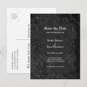 Anúncio Cartão postal de casamento gótico de halloween par