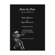 cartão postal de casamento gótico de halloween par