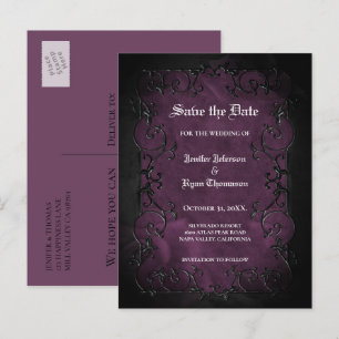 Anúncio Cartão postal de casamento gótico de halloween par
